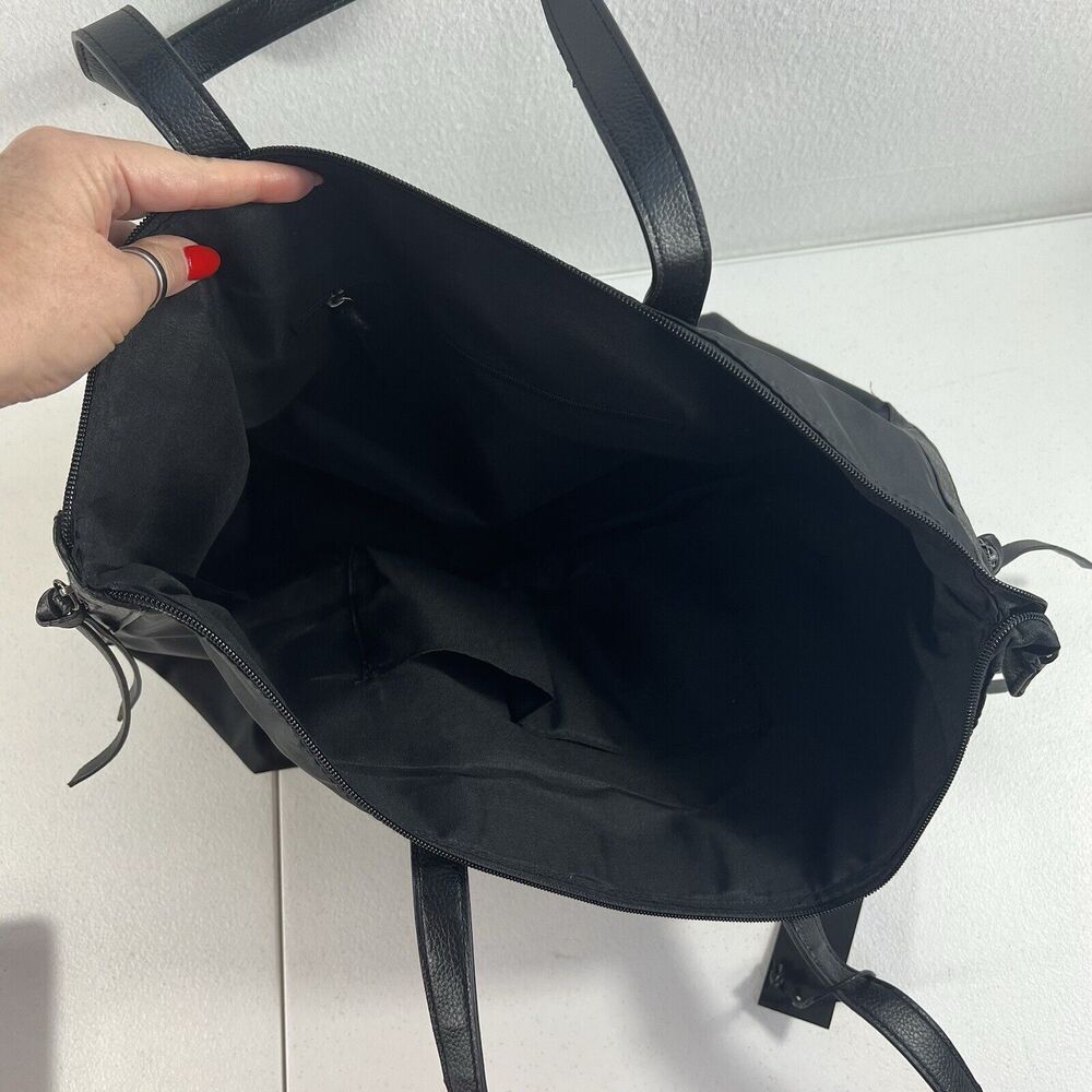 Botkier New York Black Nylon Tote‎ Vegan Leather Trim Zipper Shoulder Bag NEW - Picture 10 of 14